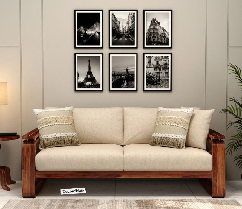 Gleamira 3 Seater Sheesham Wood Sofa With Cane and Brass Detailing