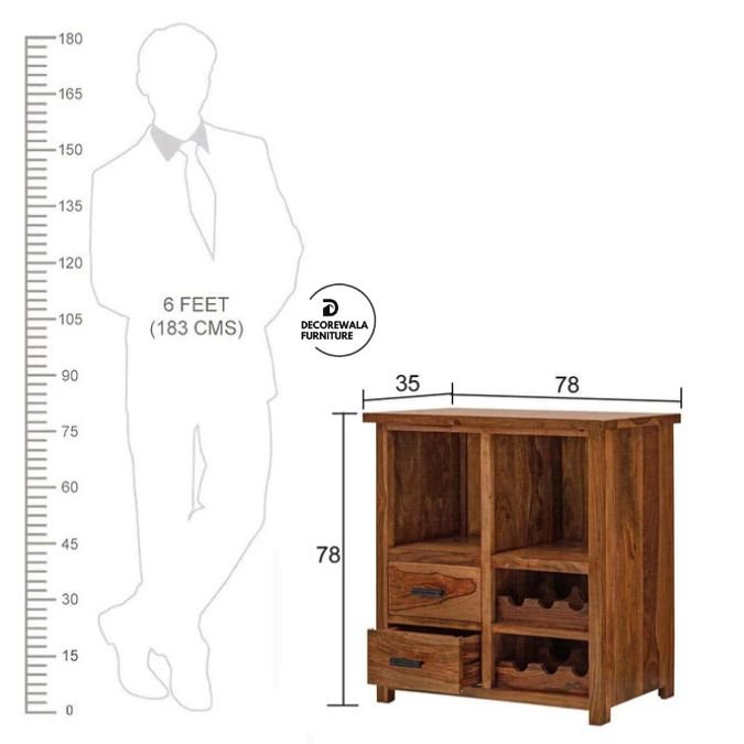 Jaipur Solid Sheesham Wood Wine Display Unit