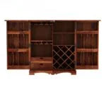 Boho Bar Cabinet Solid Wood Modern Style
