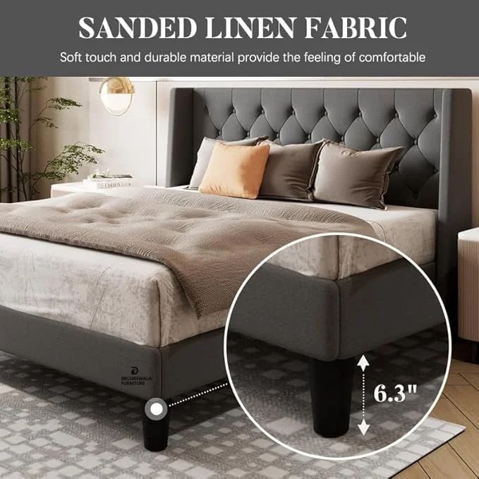 Modern Upholstered King Size Bed | Premium Fabric Bed