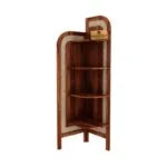 Sheesham Wood and Cane Corner Bookshelf