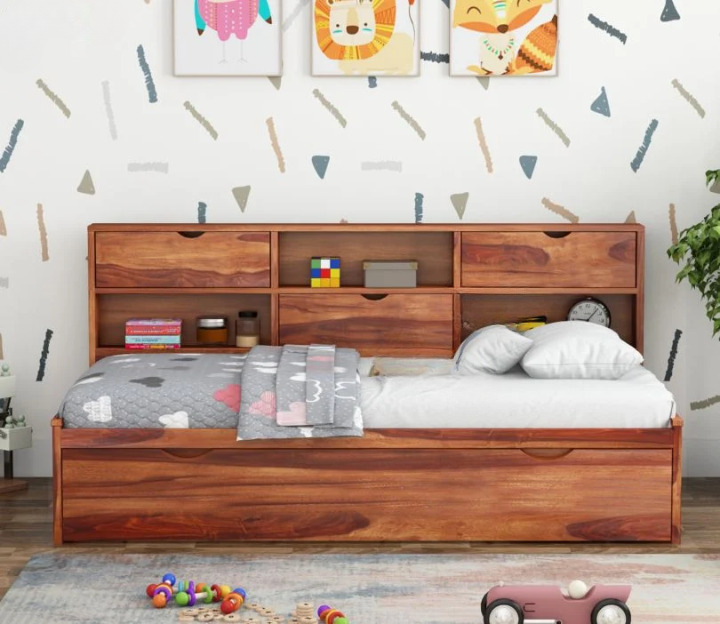 Noko Elegant Solid Wood Trundle Bed for Kids