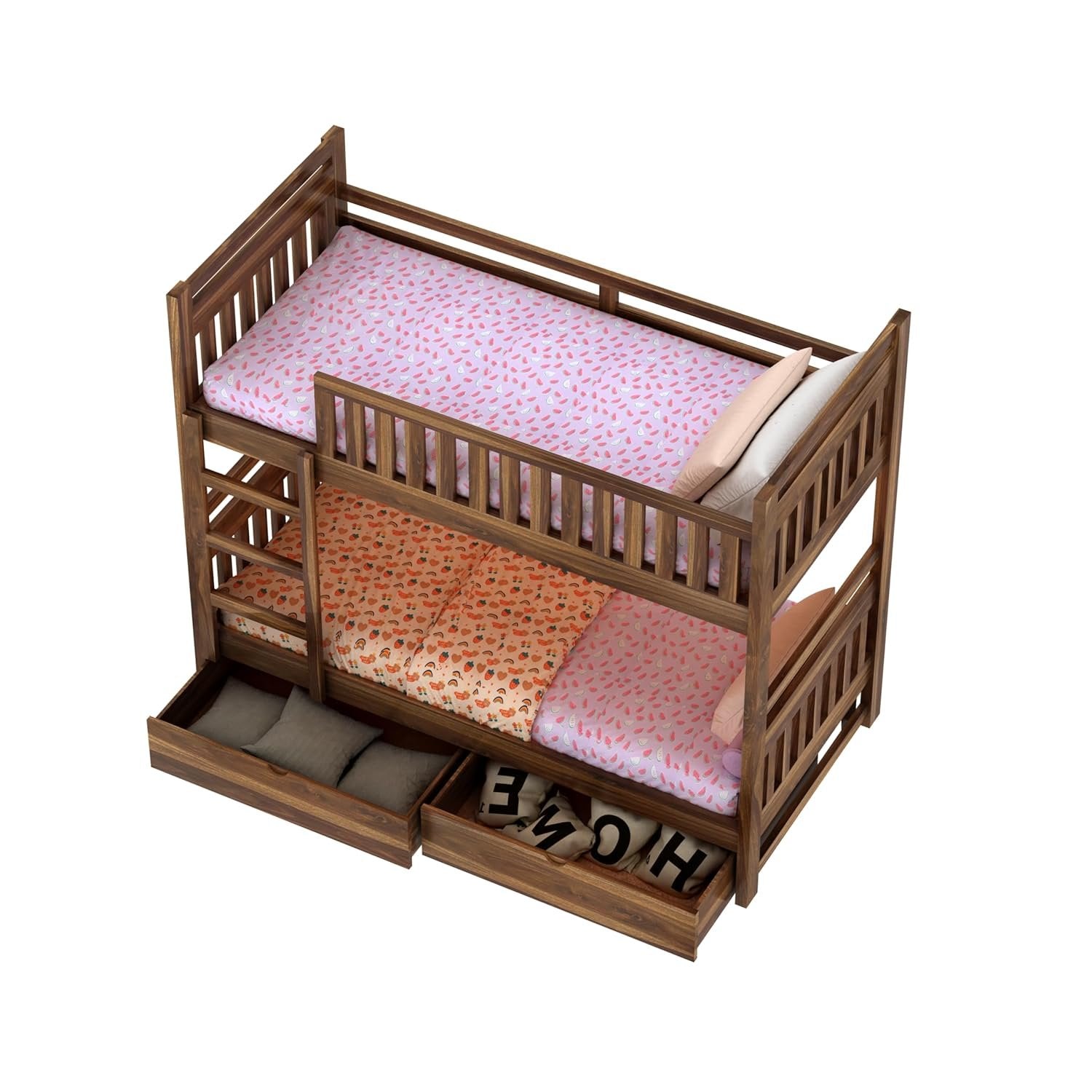 Timblyn Solid Sheesham Wood Bunk Bed (Drawer Storage)