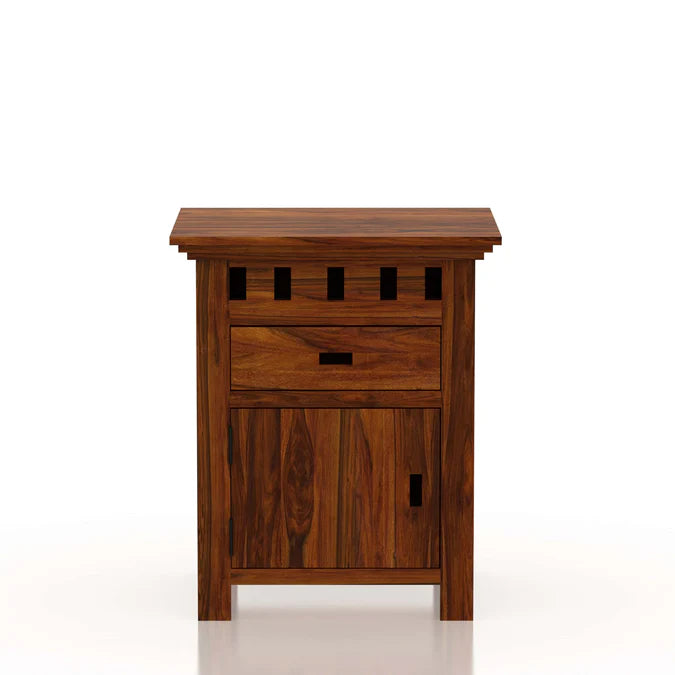 Armania Bedside Table With Storage in Solid Sheesham Wood