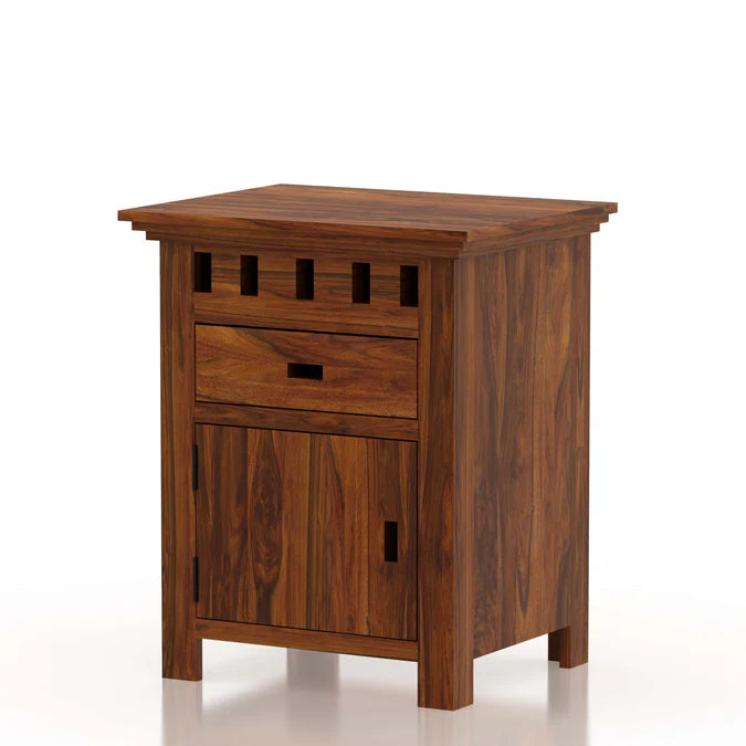 Armania Bedside Table With Storage in Solid Sheesham Wood