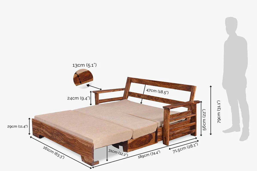 Solid Wood Avon Sofa cum Bed