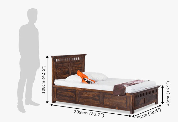 Solid Wood Kuber Single Bed With Storage