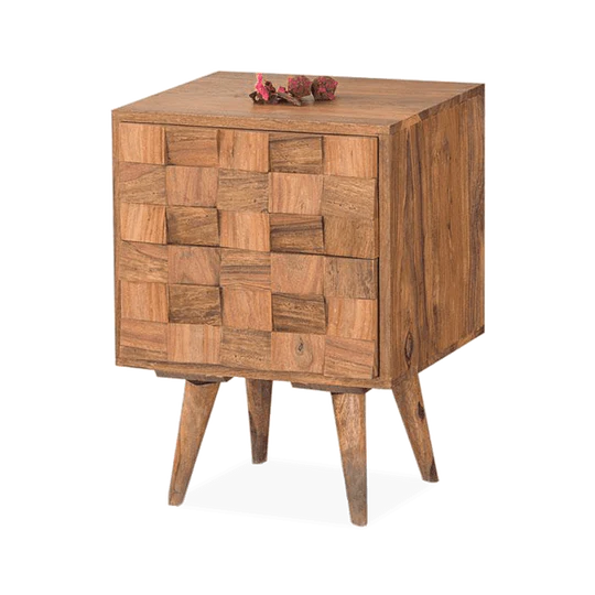 Solid Wood Million Bedside Table with 2 Drawers