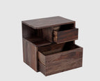 Rajkot Solid Wood Two Drawer Bedside Table with open Shelve