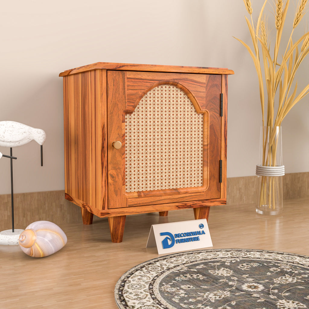 RattanBloom Solid Wood Bedside Table