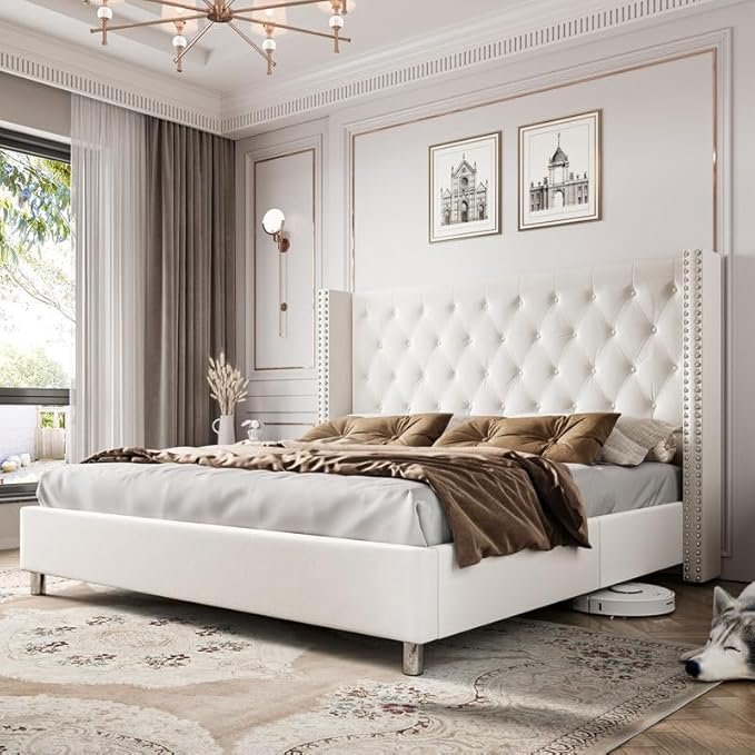 Modern Upholstered King Size Bed | Premium Fabric Bed