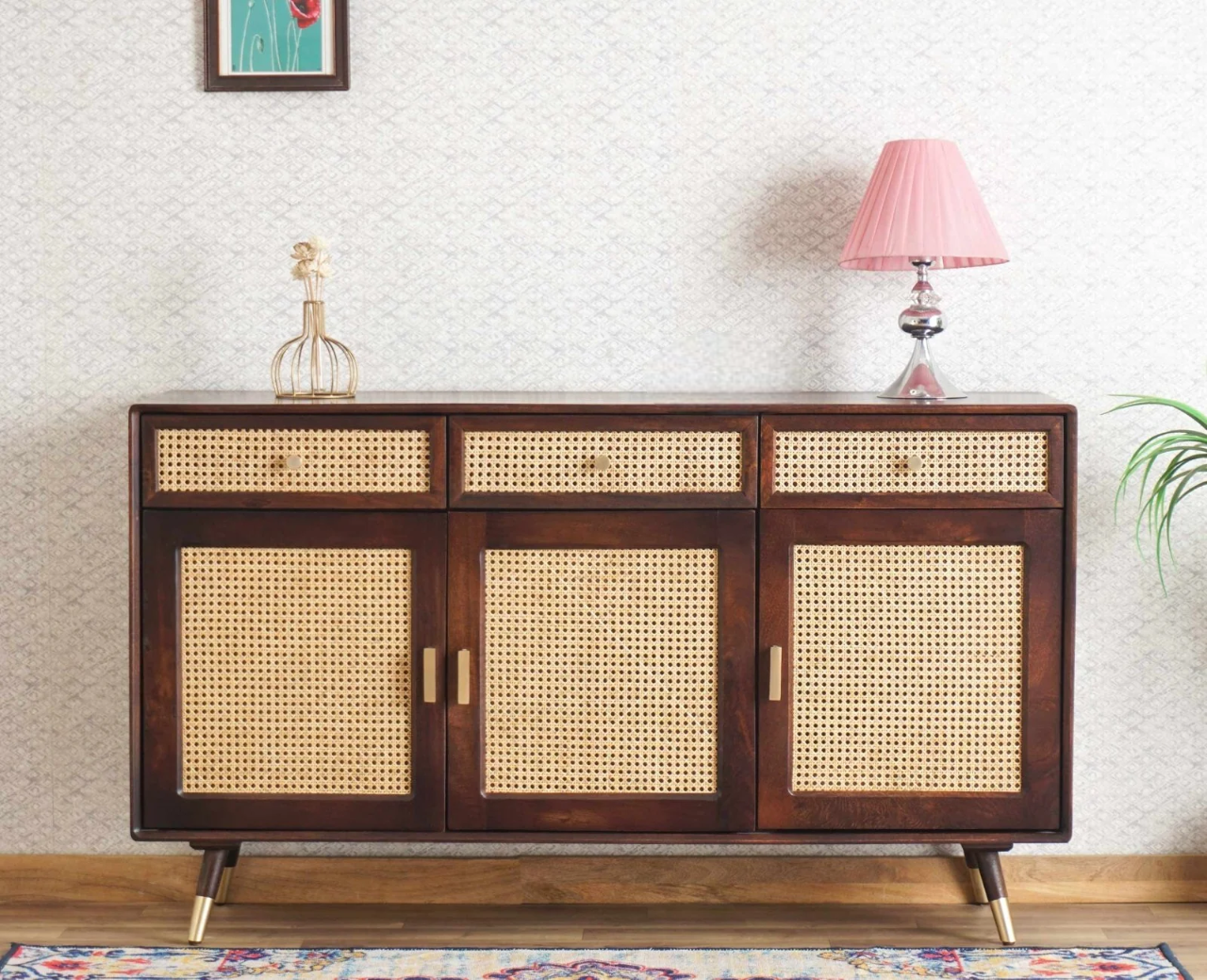 Boston Solid Wood Three Door and Three Drawer Sideboard Cabine