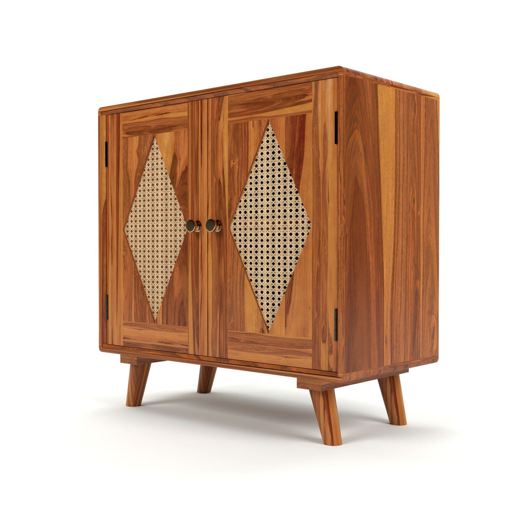 Drawlin Solid Wood  Rattan Cane  Chest of drawers