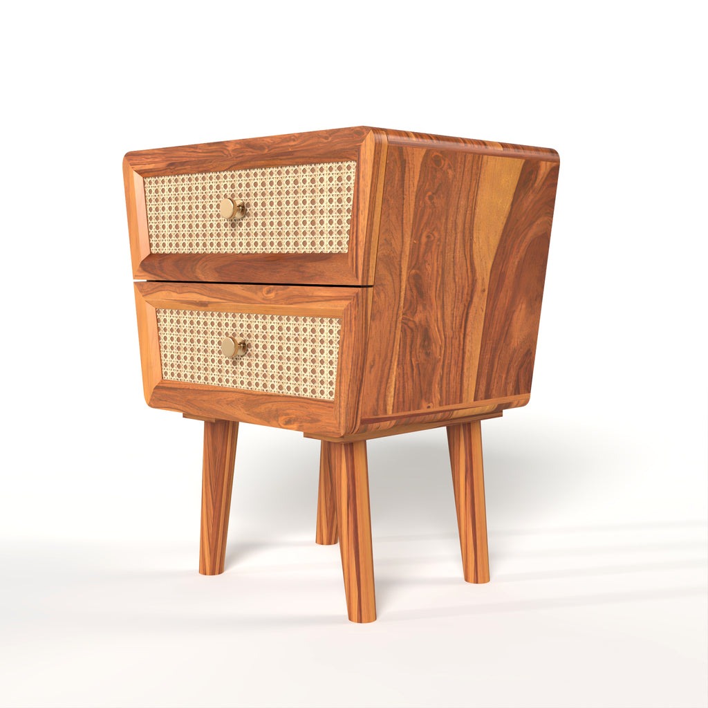 wooden bedside table 