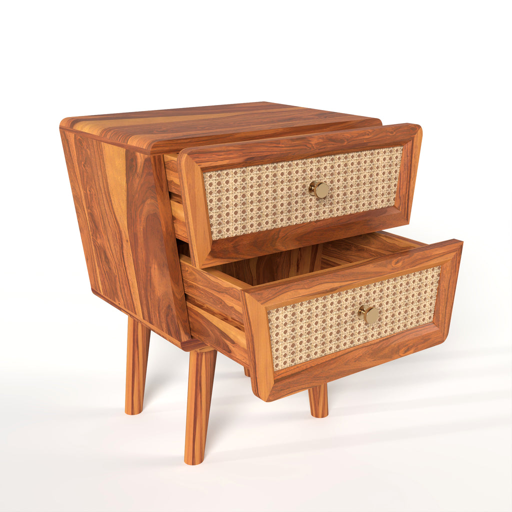 wooden bedside table 