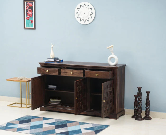 Pune Sheesham Wood Sideboard with Three Drawers & Doors