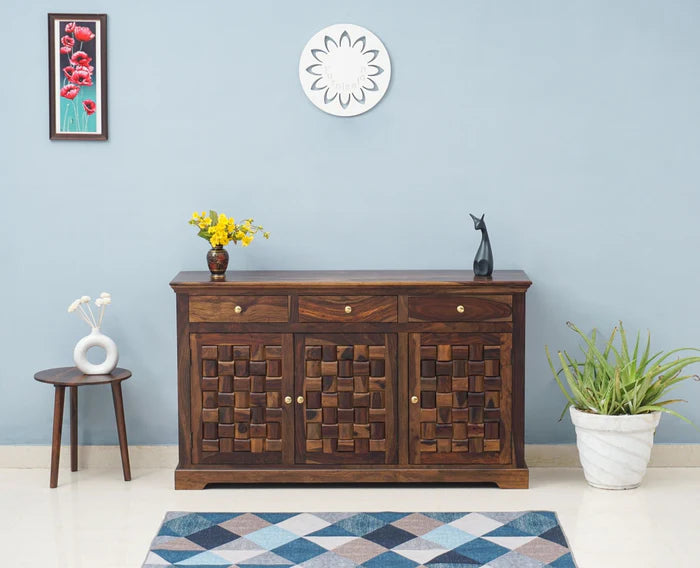Pune Sheesham Wood Sideboard with Three Drawers & Doors