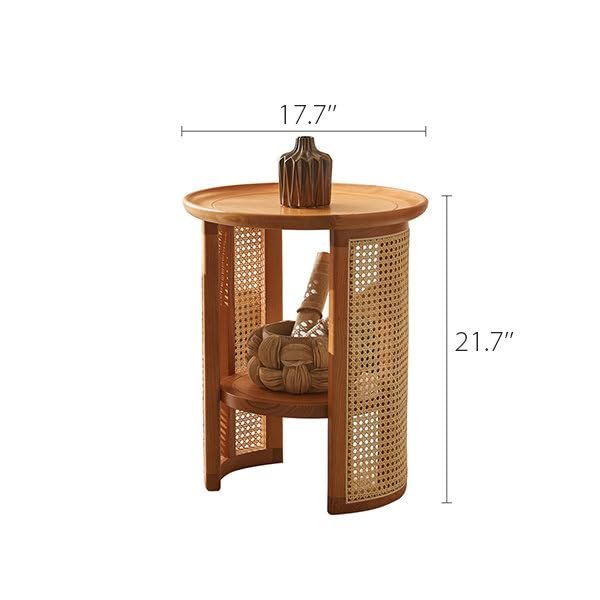 Netra home Rattan Coffee Table with Side Table - Cane Center Table with Shelf for Storage-Bohemian Solid Mango Wood Set of Center and Side Table Office