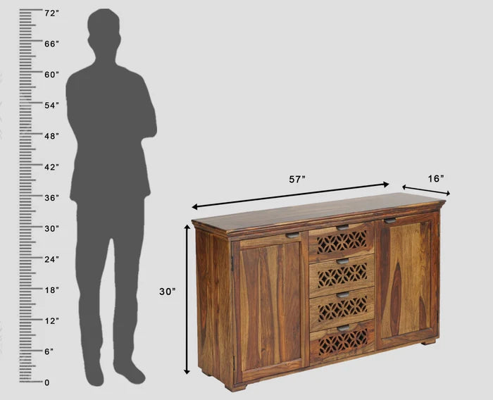 Godavari Sheesham Wood Sideboard with Four Drawers & Two Doors