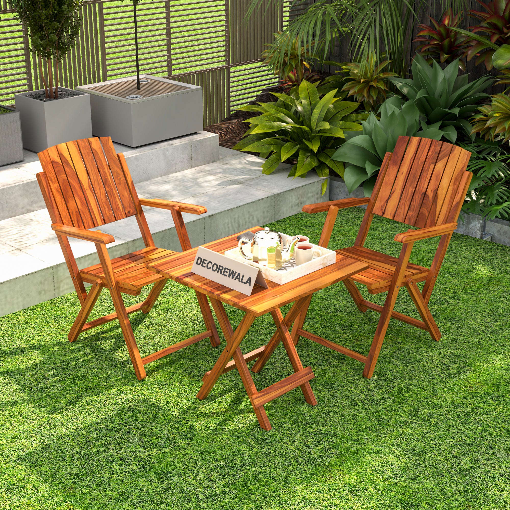 Wooden Lounge Chair with Matching Center Table