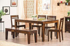 Solid Wood Teffe Dining Set with Bench (6 Seater)