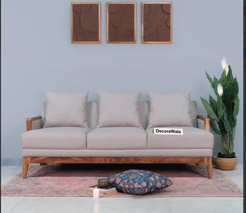 Modario Rattan Sofa 3 Seater Textured Light Brown