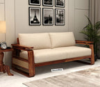 Gleamira 3 Seater Sheesham Wood Sofa With Cane and Brass Detailing