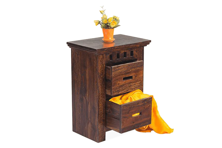 Solid Wood Kuber 2 Drawer Bedside Table