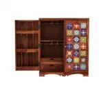 Boho Bar Cabinet Solid Wood Modern Style