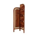 Sheesham Wood and Cane Corner Bookshelf