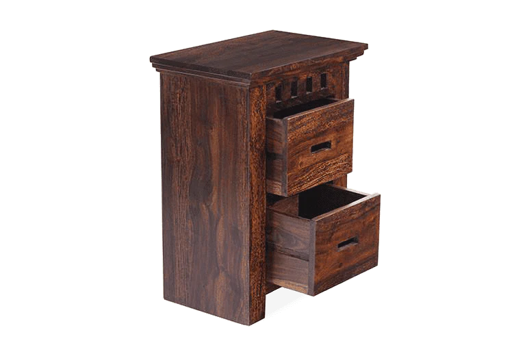 Solid Wood Kuber 2 Drawer Bedside Table