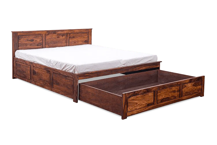 Solid Wood Essential Bed with Front Open Dual Storage