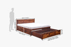 Solid Wood Essential Bed with Front Open Dual Storage