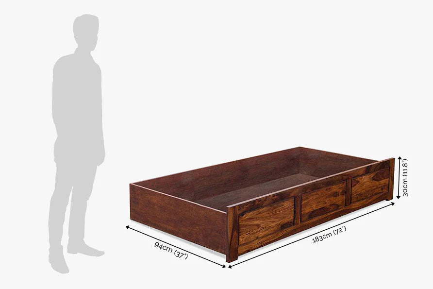 Solid Wood Essential Bed with Front Open Dual Storage