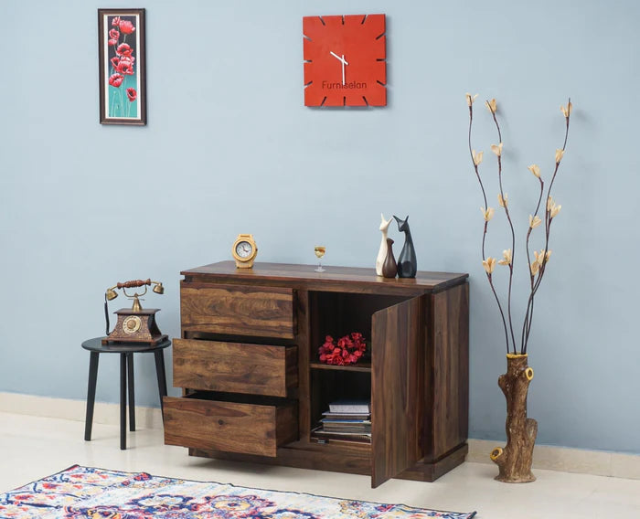 Panama Sheesham Wood 3 Drawer 1 Door Sideboard