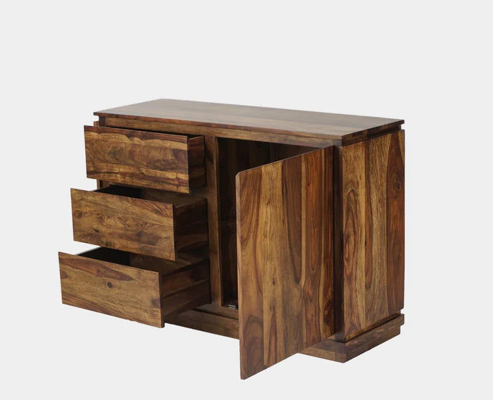 Panama Sheesham Wood 3 Drawer 1 Door Sideboard