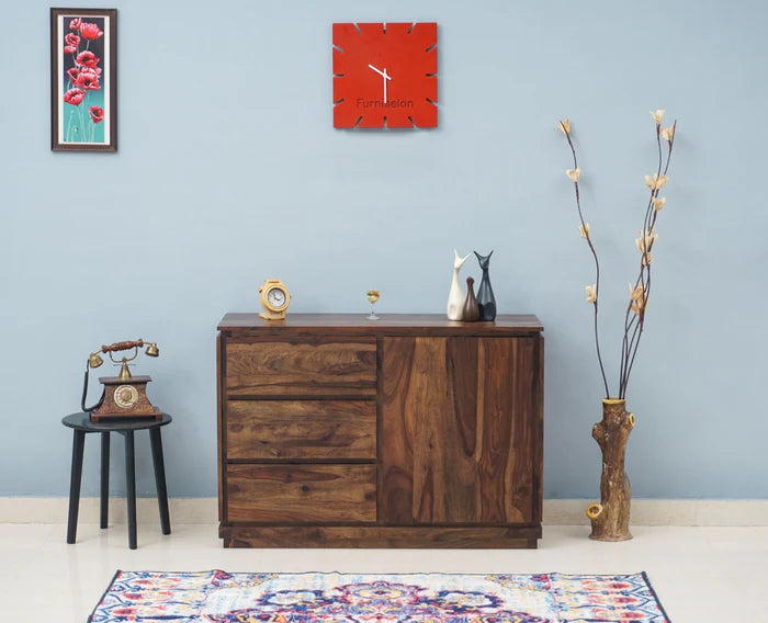Panama Sheesham Wood 3 Drawer 1 Door Sideboard