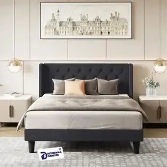Modern Upholstered King Size Bed | Premium Fabric Bed
