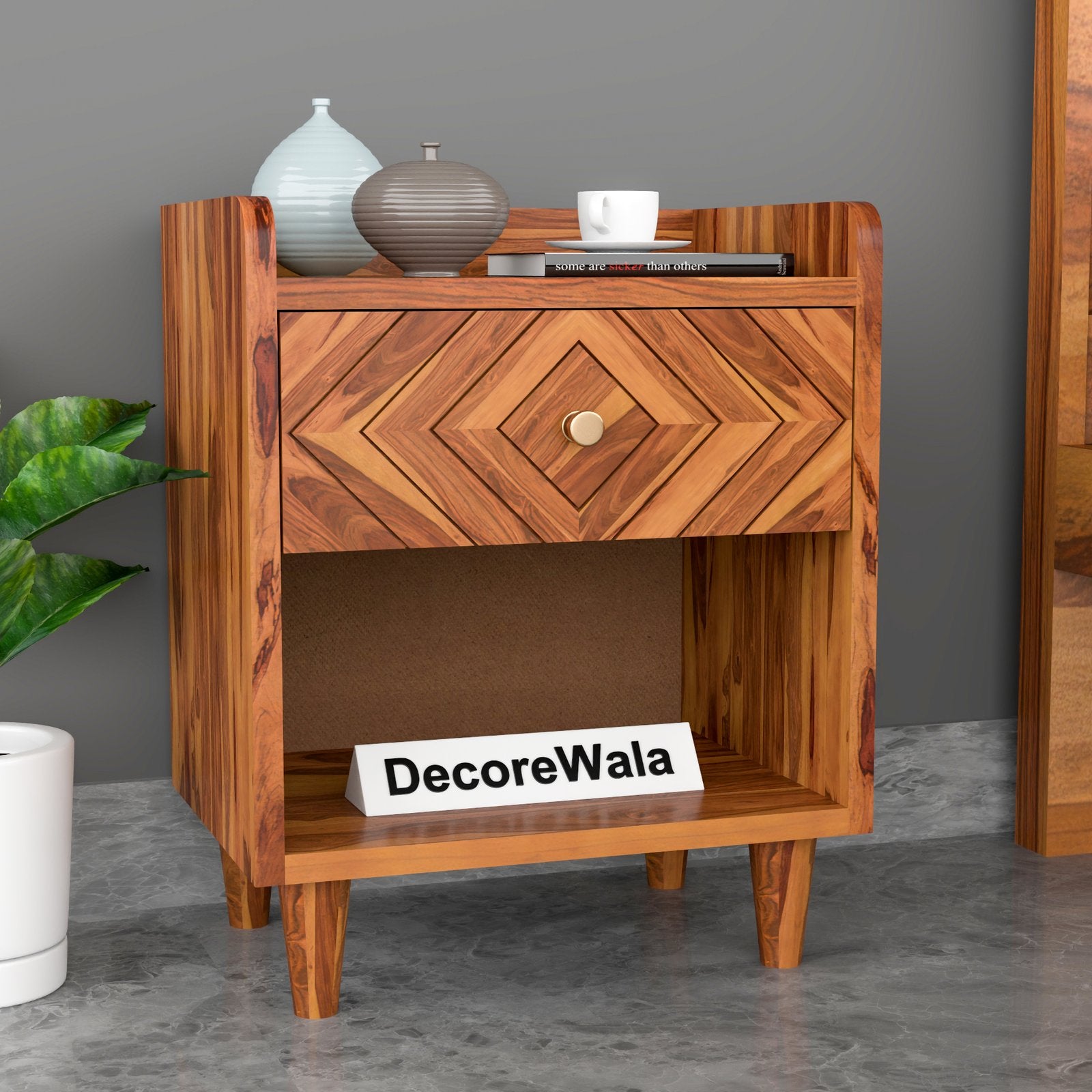Bedside Solid Wood 2 Drawer Bedside Table