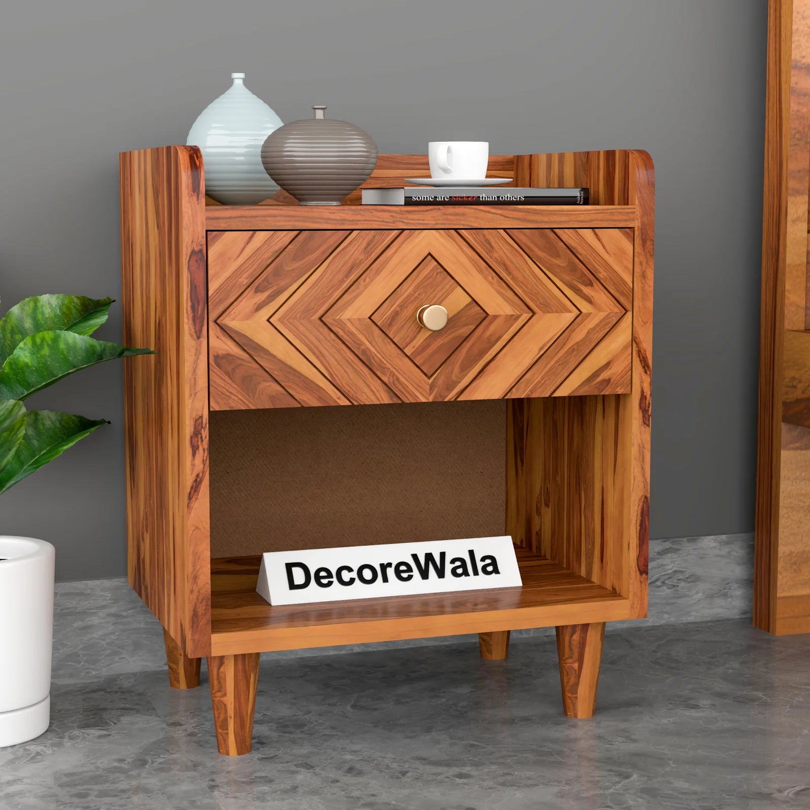 Bedside Solid Wood 2 Drawer Bedside Table