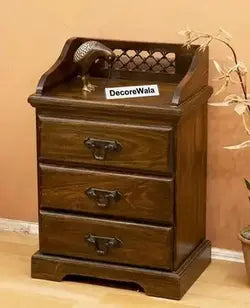 Solid Wood Jali 3 Drawer Bedside