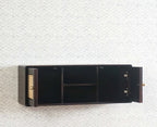 Sitlyne Solid Wood Two Door Wall Shelf