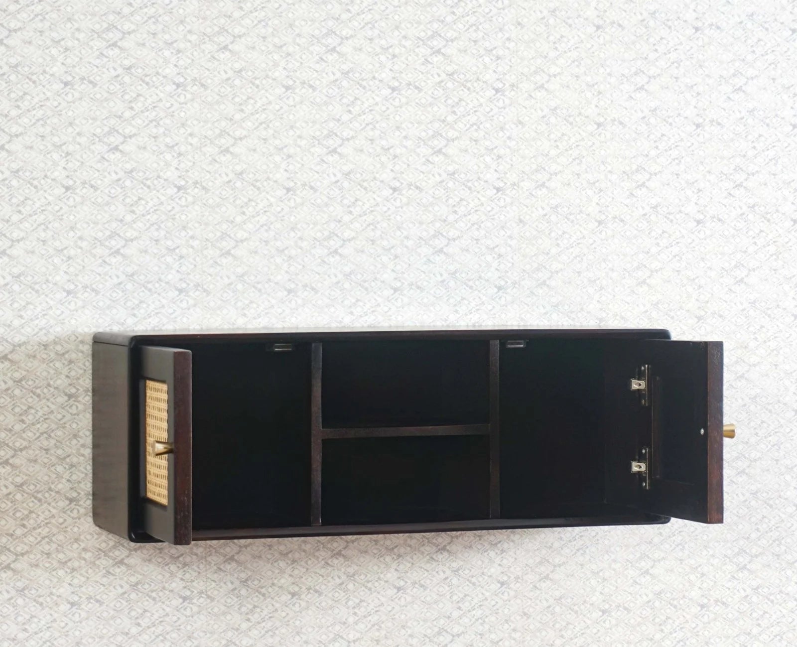 Sitlyne Solid Wood Two Door Wall Shelf