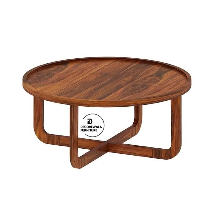 Round Solid Sheesham Wood Coffee Table