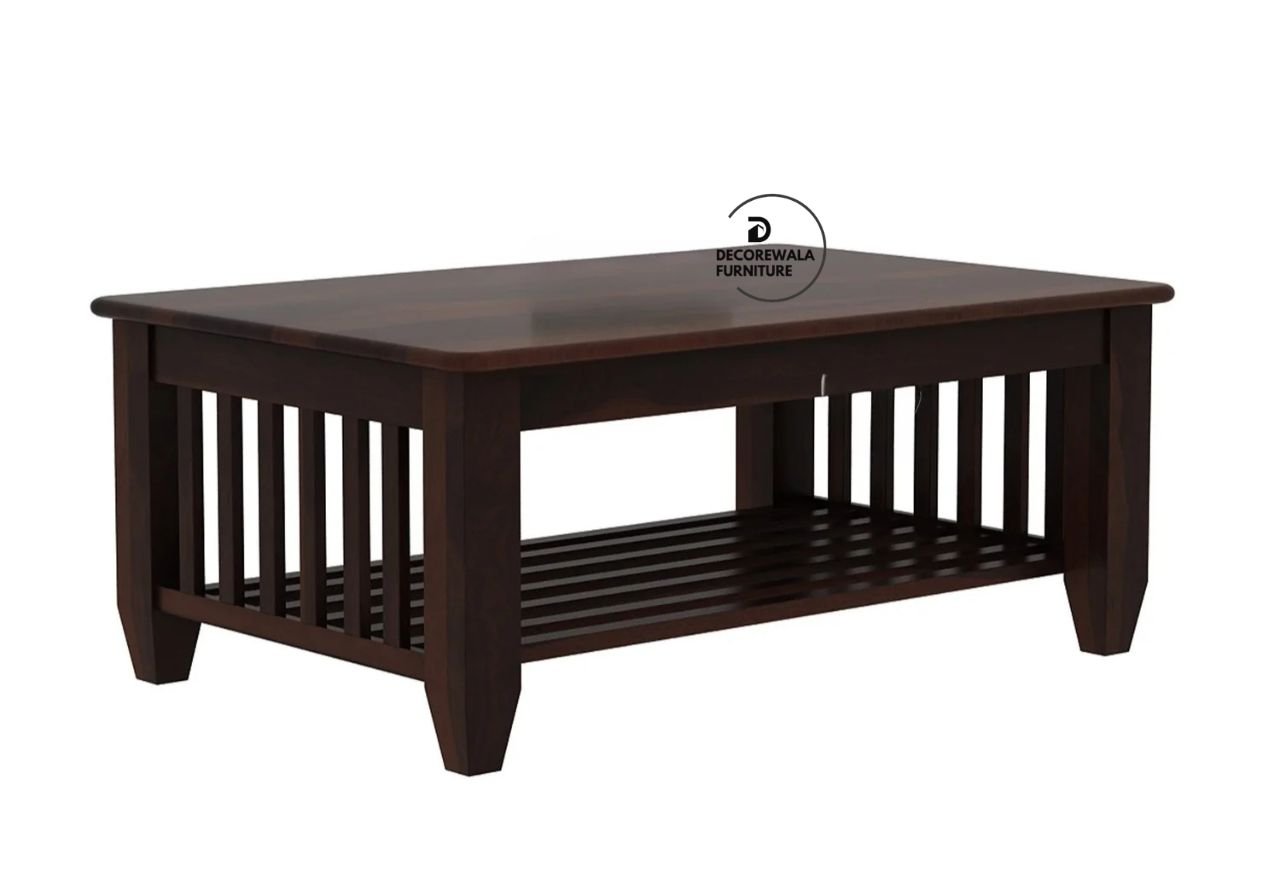 Quartz Sheesham Wood Coffee Table with Open Storage