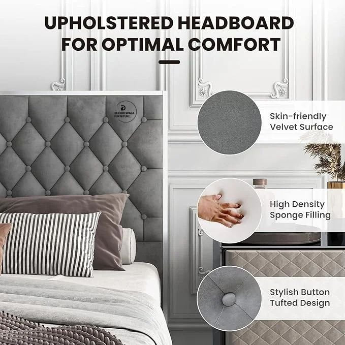 Modern Upholstered King Size Bed | Premium Fabric Bed