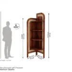 Sheesham Wood and Cane Corner Bookshelf