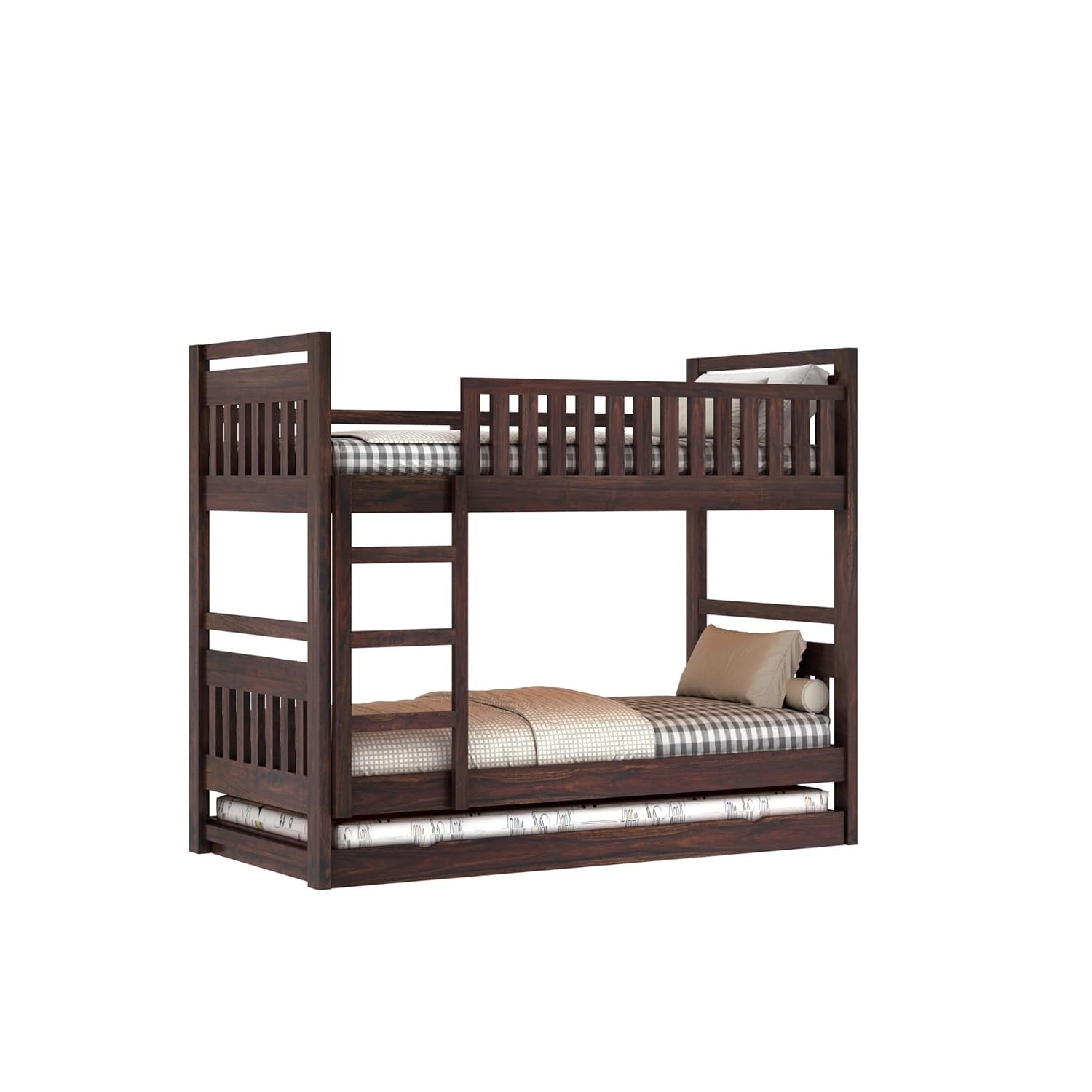 Naptura Solid Sheesham Wood Bunkbed Netrual Finsh With Trundle