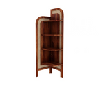 Sheesham Wood and Cane Corner Bookshelf