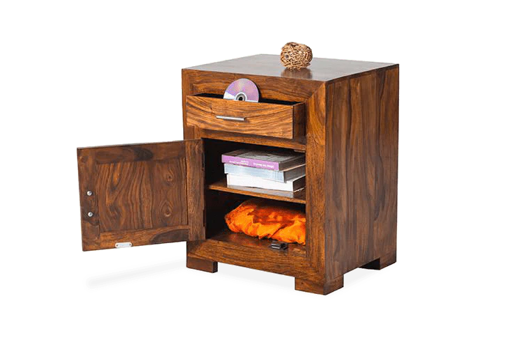 Solid Wood Cube Bedside Table